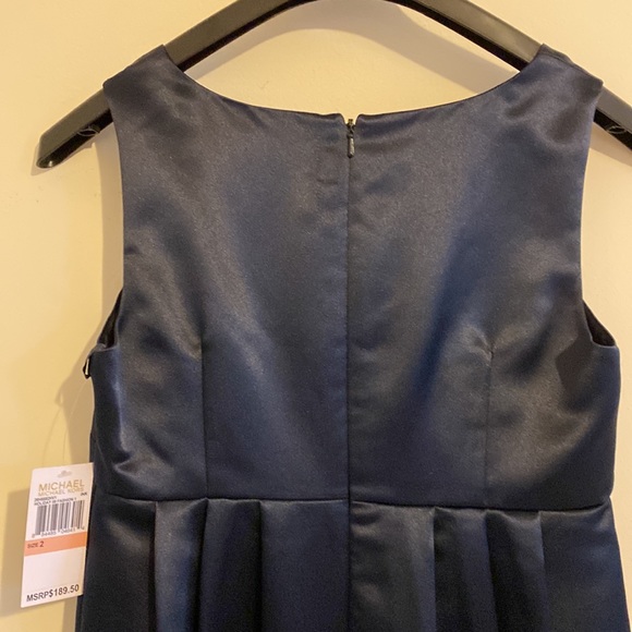 NWT Michael Kors Sz 2 Satin Navy Blue (Black?) Dress Party Prom Wedding Party MK - Picture 15 of 16